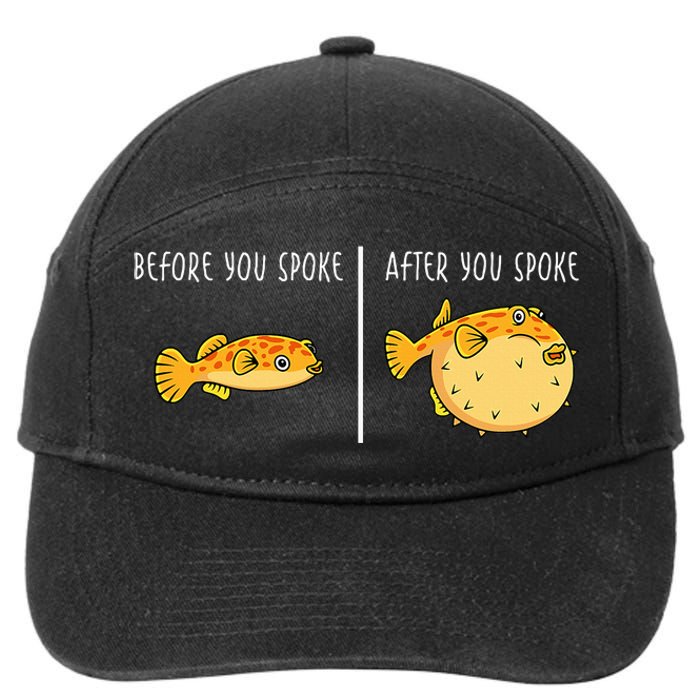 Puffer Fish Blowfish Funny Puffer Fish 7-Panel Snapback Hat