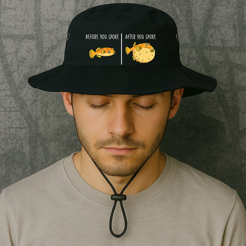 Puffer Fish Blowfish Funny Puffer Fish Bucket Hat