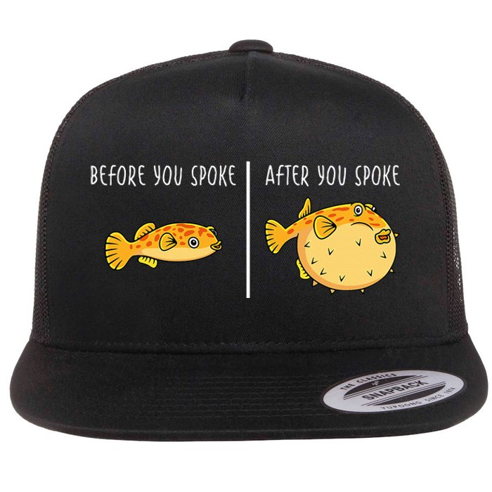 Puffer Fish Blowfish Funny Puffer Fish Flat Bill Trucker Hat