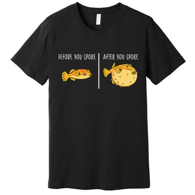 Puffer Fish Blowfish Funny Puffer Fish Premium T-Shirt