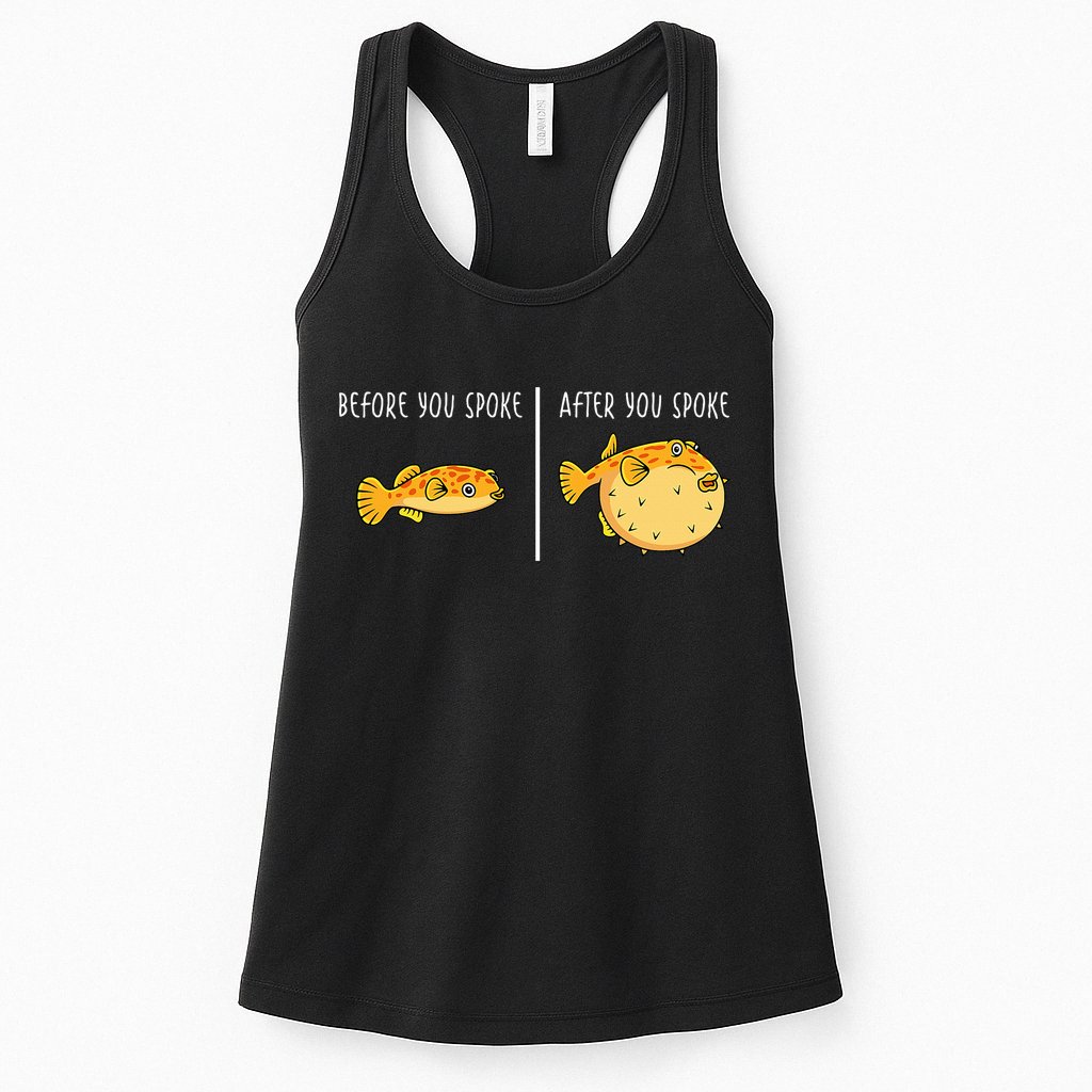 Puffer Fish Blowfish Funny Puffer Fish Womens Tank Top