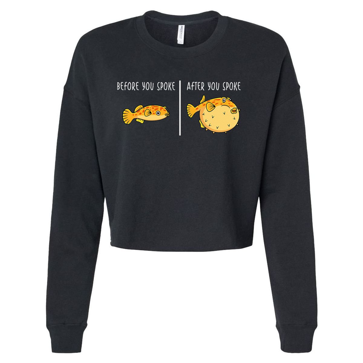 Puffer Fish Blowfish Funny Puffer Fish Cropped Pullover Crew