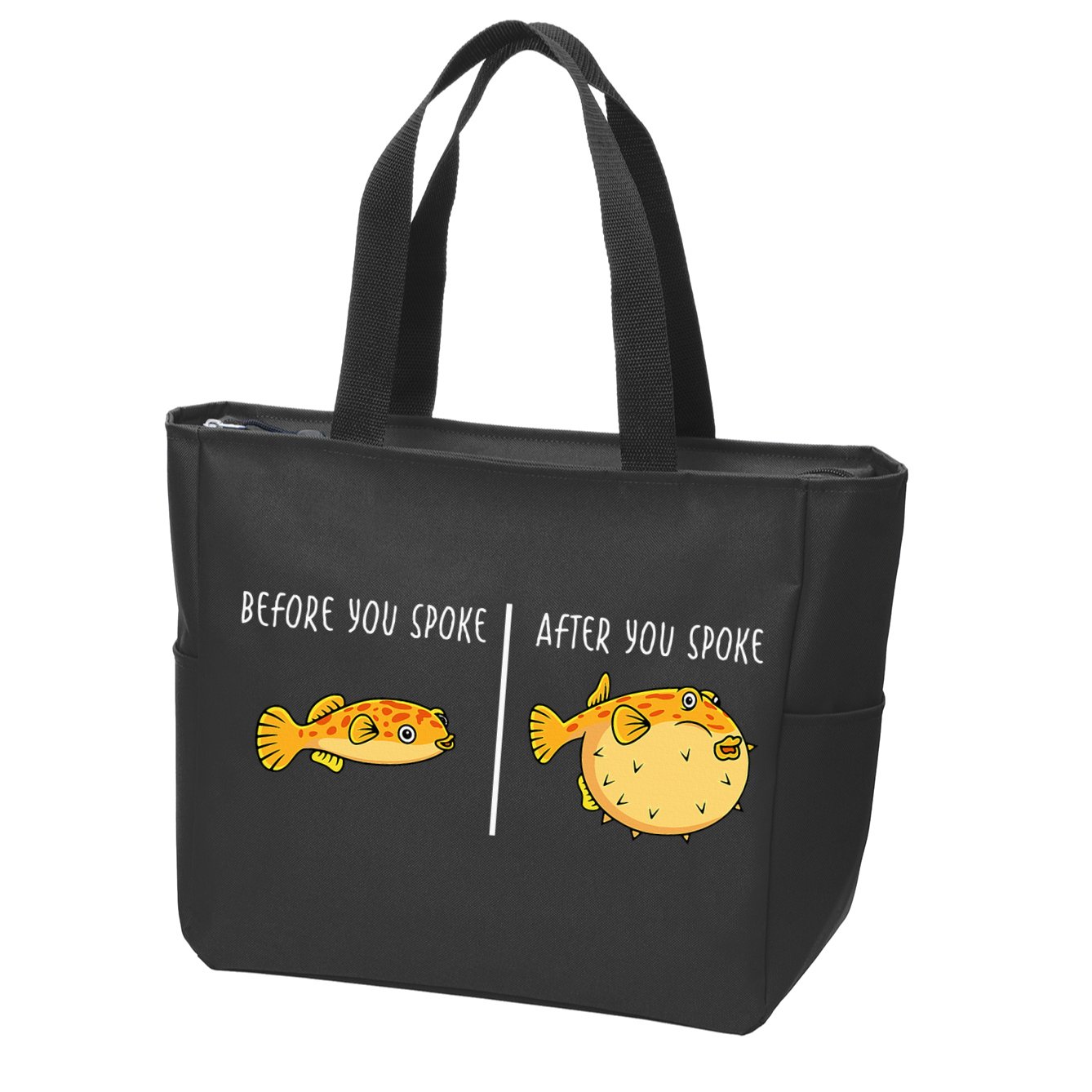 Puffer Fish Blowfish Funny Puffer Fish Zip Tote Bag