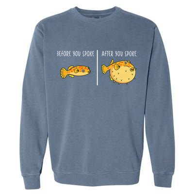 Puffer Fish Blowfish Funny Puffer Fish Garment-Dyed Sweatshirt