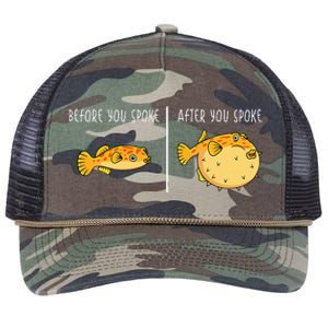 Puffer Fish Blowfish Funny Puffer Fish Retro Rope Trucker Hat Cap