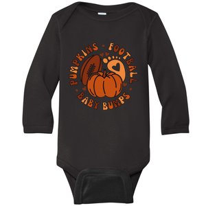 Pumpkins Football Baby Bumps Fall Thanksgiving Pregnancy Baby Long Sleeve Bodysuit