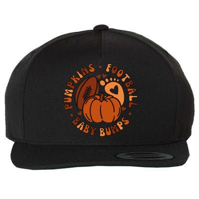 Pumpkins Football Baby Bumps Fall Thanksgiving Pregnancy Wool Snapback Cap