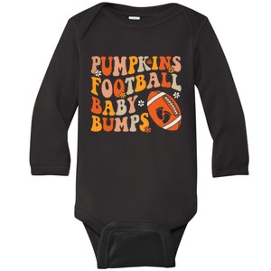 Pumpkins Football Baby Bumps Pregnancy Announcement Fall Baby Long Sleeve Bodysuit