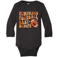 Pumpkins Football Baby Bumps Pregnancy Announcement Fall Baby Long Sleeve Bodysuit