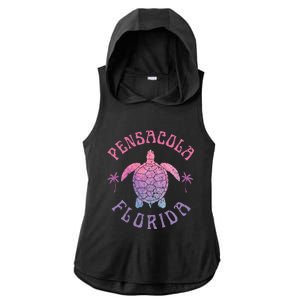 Pensacola Florida Beach Sea Turtle Summer Vacation Ladies PosiCharge Tri-Blend Wicking Draft Hoodie Tank