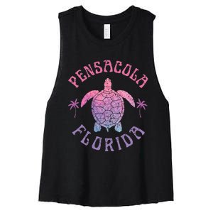 Pensacola Florida Beach Sea Turtle Summer Vacation Women's Racerback Cropped Tank