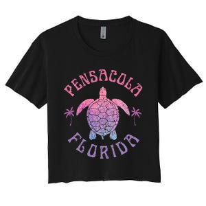 Pensacola Florida Beach Sea Turtle Summer Vacation Women's Crop Top Tee