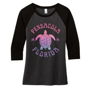 Pensacola Florida Beach Sea Turtle Summer Vacation Women's Tri-Blend 3/4-Sleeve Raglan Shirt