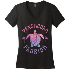 Pensacola Florida Beach Sea Turtle Summer Vacation Women's V-Neck T-Shirt