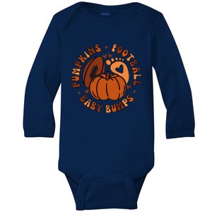 Pumpkins Football Bumps Fall Thanksgiving Pregnancy Gift Baby Long Sleeve Bodysuit