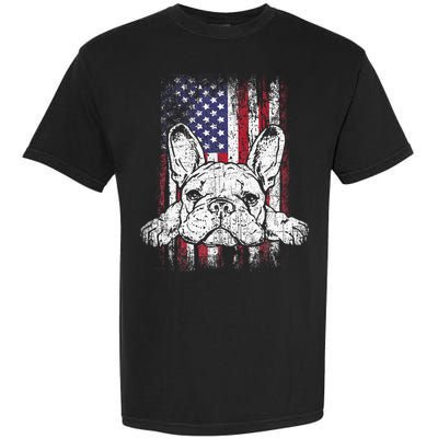 Patriotic French Bulldog American Flag Dog Garment-Dyed Heavyweight T-Shirt