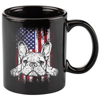 Patriotic French Bulldog American Flag Dog 11oz C Handle Ceramic Mug