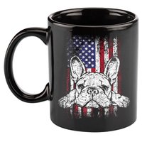 Patriotic French Bulldog American Flag Dog 11oz C Handle Ceramic Mug