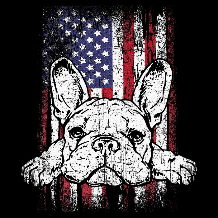 Patriotic French Bulldog American Flag Dog Drawstring Bag
