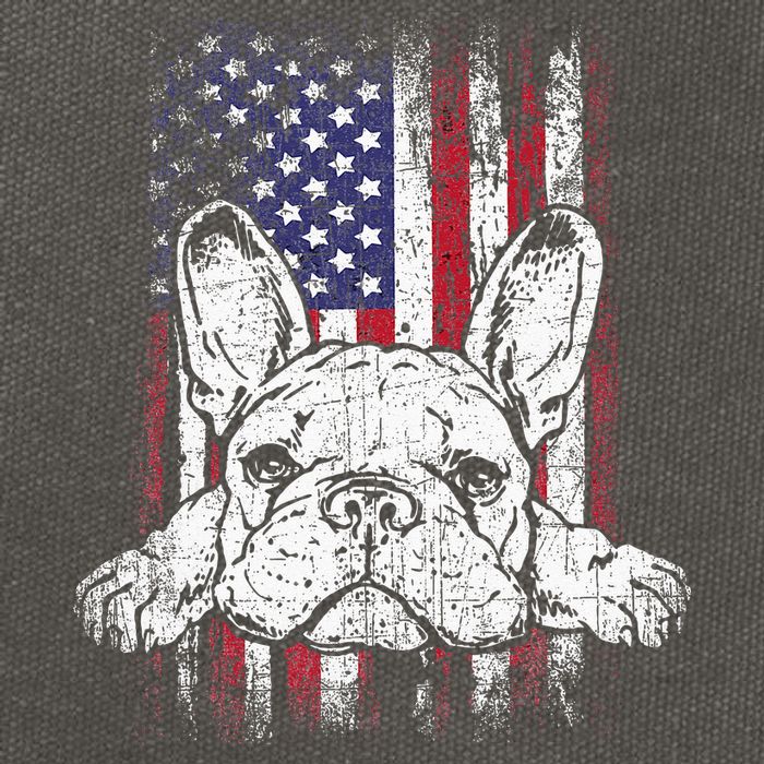Patriotic French Bulldog American Flag Dog Cotton Canvas Backpack