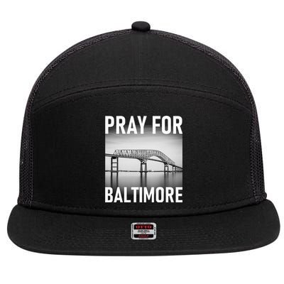 Pray For Baltimore Francis Scott Key Baltimore Bridge 7 Panel Mesh Trucker Snapback Hat