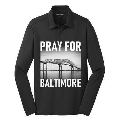 Pray For Baltimore Francis Scott Key Baltimore Bridge Silk Touch Performance Long Sleeve Polo