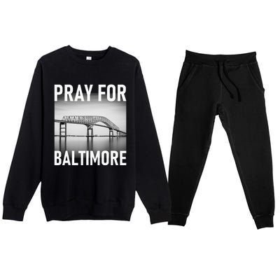 Pray For Baltimore Francis Scott Key Baltimore Bridge Premium Crewneck Sweatsuit Set