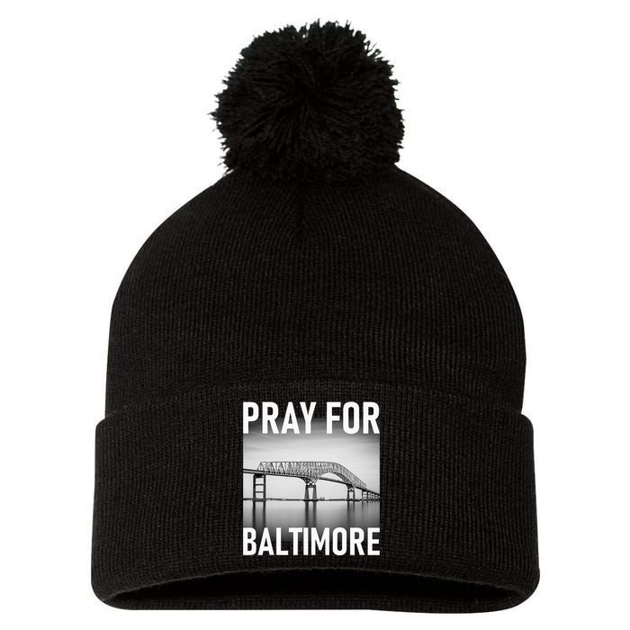 Pray For Baltimore Francis Scott Key Baltimore Bridge Pom Pom 12in Knit Beanie