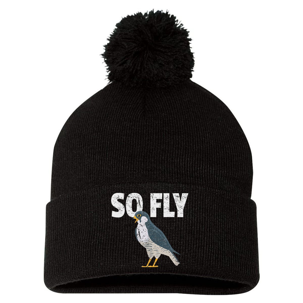 Peregrine Falcon Bird, Birdwatcher Vintage Pom Pom 12in Knit Beanie