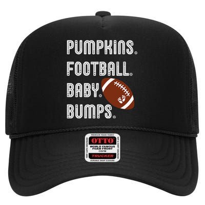 Pumpkins Football Baby Bumps Fall Thanksgiving Pregnancy High Crown Mesh Back Trucker Hat