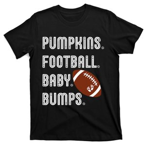 Pumpkins Football Baby Bumps Fall Thanksgiving Pregnancy T-Shirt