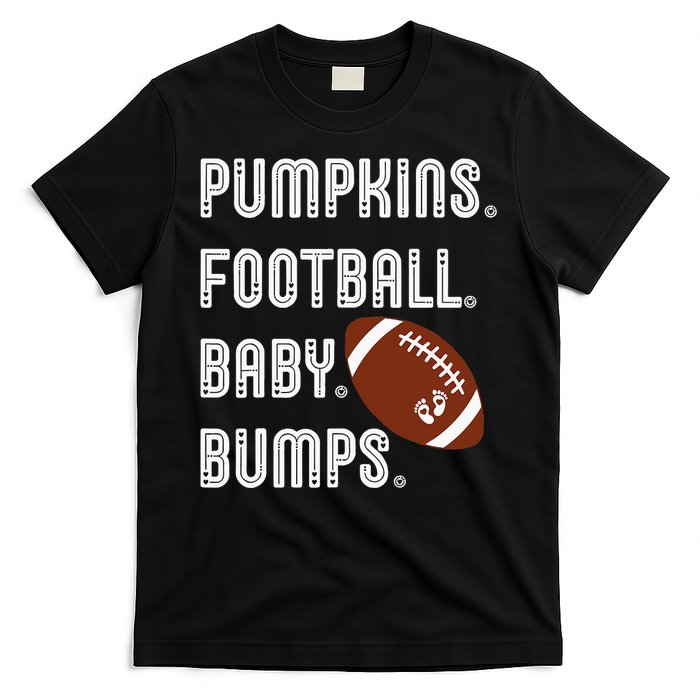 Pumpkins Football Baby Bumps Fall Thanksgiving Pregnancy T-Shirt