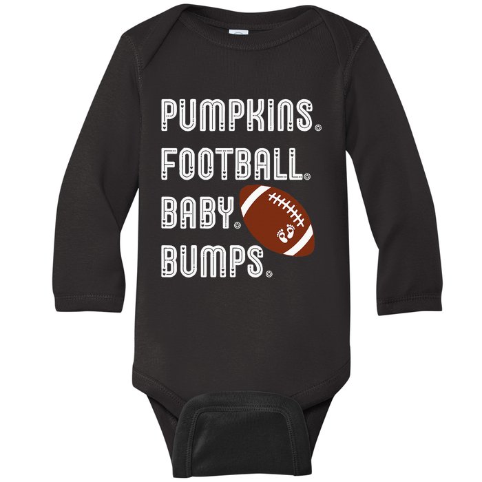 Pumpkins Football Baby Bumps Fall Thanksgiving Pregnancy Baby Long Sleeve Bodysuit