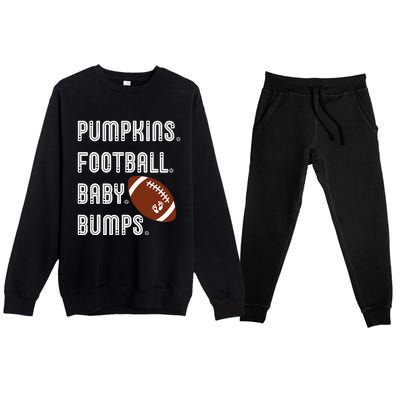 Pumpkins Football Baby Bumps Fall Thanksgiving Pregnancy Premium Crewneck Sweatsuit Set