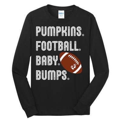 Pumpkins Football Baby Bumps Fall Thanksgiving Pregnancy Tall Long Sleeve T-Shirt