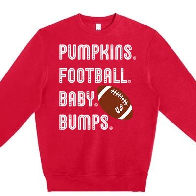 Pumpkins Football Baby Bumps Fall Thanksgiving Pregnancy Premium Crewneck Sweatshirt