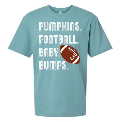 Pumpkins Football Baby Bumps Fall Thanksgiving Pregnancy Sueded Cloud Jersey T-Shirt