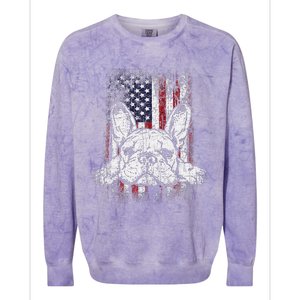 Patriotic French Bulldog American Flag Dog Colorblast Crewneck Sweatshirt