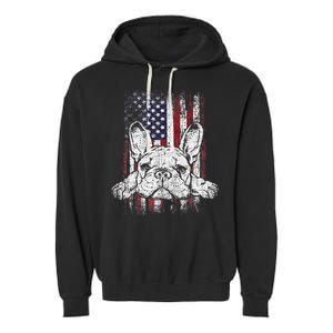 Patriotic French Bulldog American Flag Dog Garment-Dyed Fleece Hoodie