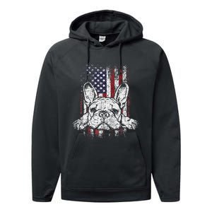 Patriotic French Bulldog American Flag Dog Performance Fleece Hoodie