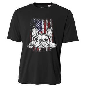 Patriotic French Bulldog American Flag Dog Cooling Performance Crew T-Shirt