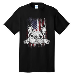 Patriotic French Bulldog American Flag Dog Tall T-Shirt