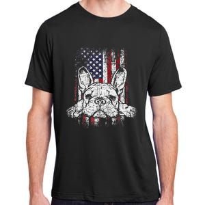 Patriotic French Bulldog American Flag Dog Adult ChromaSoft Performance T-Shirt