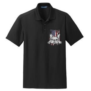 Patriotic French Bulldog American Flag Dog Dry Zone Grid Polo