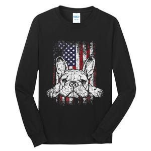 Patriotic French Bulldog American Flag Dog Tall Long Sleeve T-Shirt