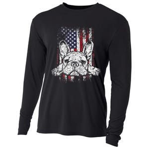 Patriotic French Bulldog American Flag Dog Cooling Performance Long Sleeve Crew