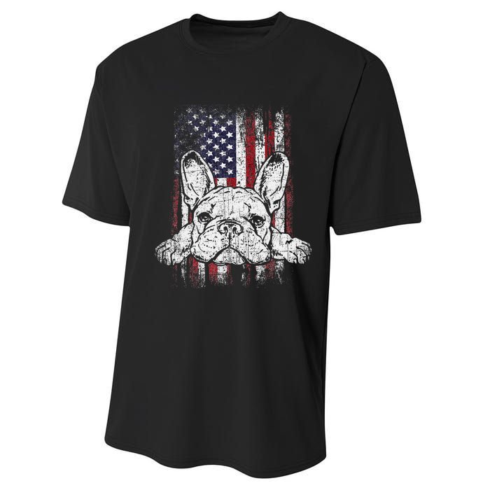 Patriotic French Bulldog American Flag Dog Performance Sprint T-Shirt