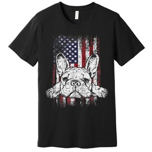 Patriotic French Bulldog American Flag Dog Premium T-Shirt