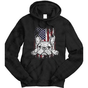 Patriotic French Bulldog American Flag Dog Tie Dye Hoodie