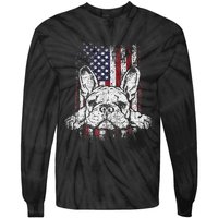 Patriotic French Bulldog American Flag Dog Tie-Dye Long Sleeve Shirt